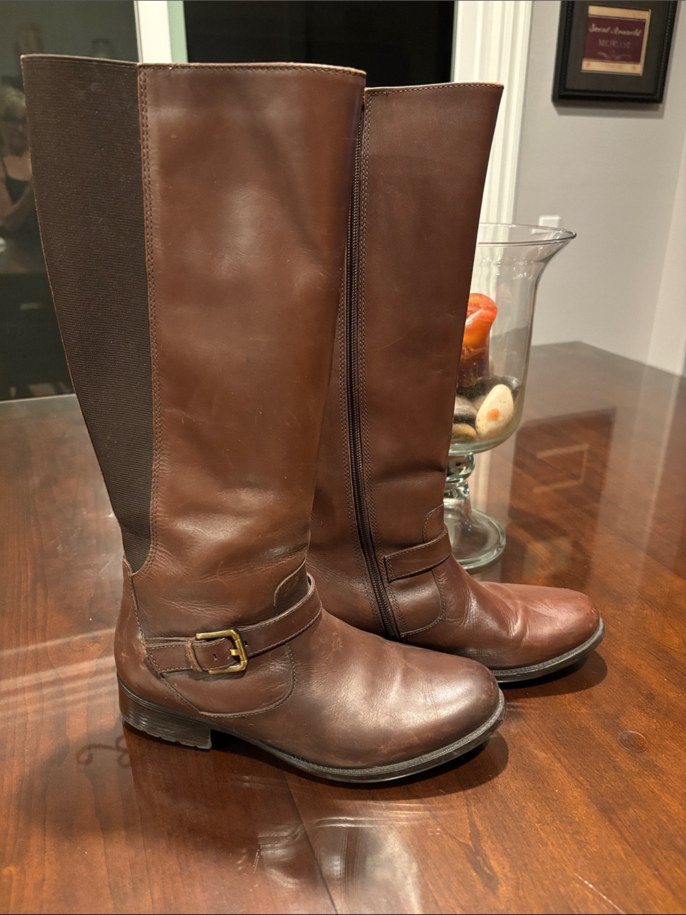 Clarks Women's Knee high Brown Leather Boots